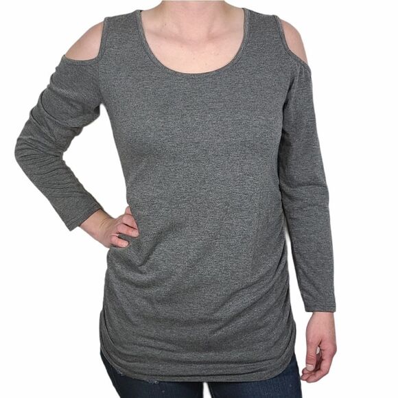 Gray Off The Shoulder Top - Picture 1 of 4